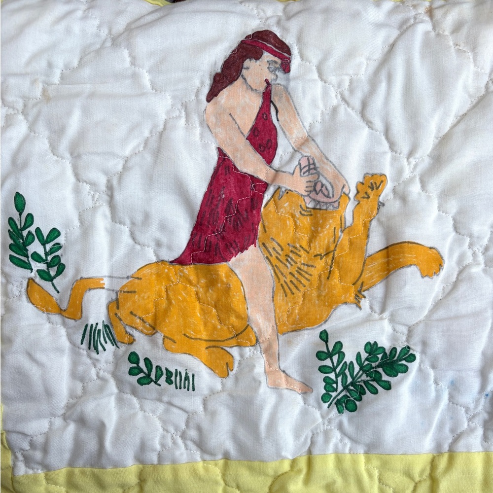 1960s/70s Handmade Leo Lion Zodiac Quilt